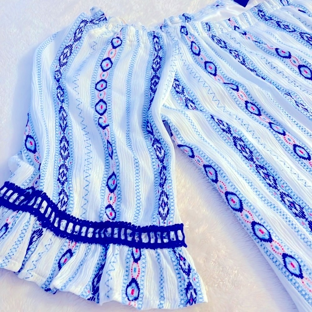 NAIF blue & white striped beachy dress PXL boho hippie